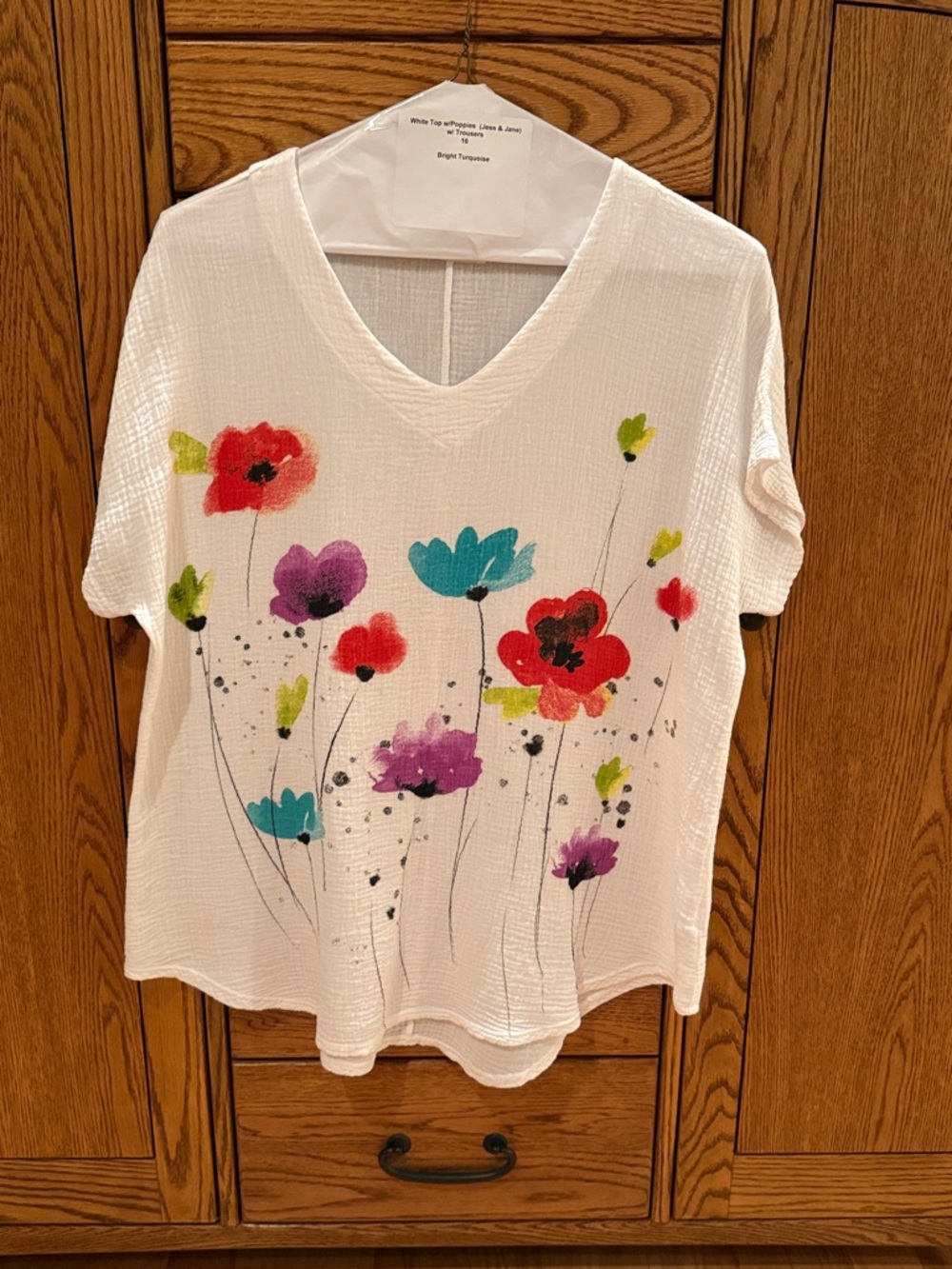 White Floral Watercolor V-Neck Tunic